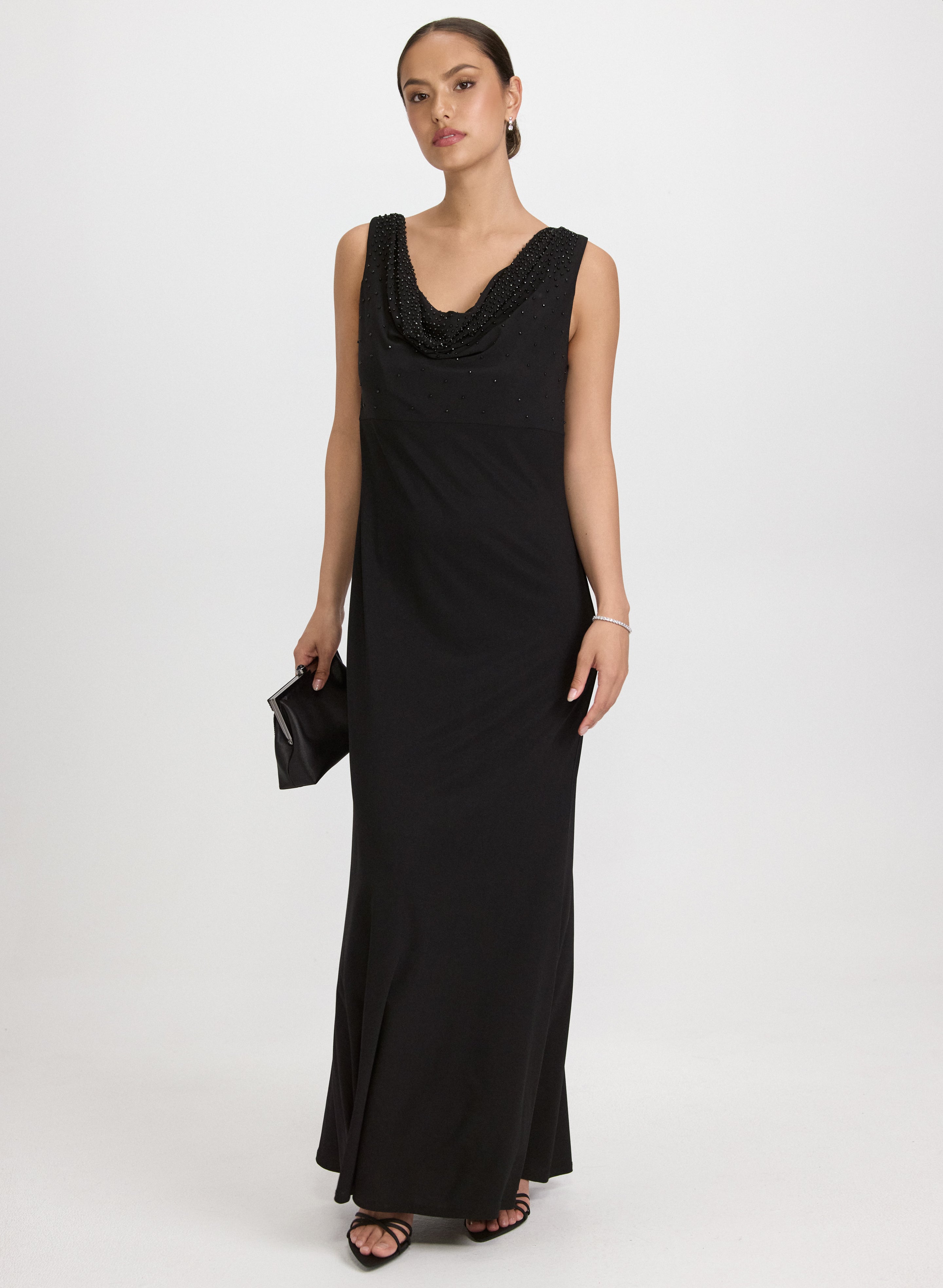 Embellished Cowl Neck Dress