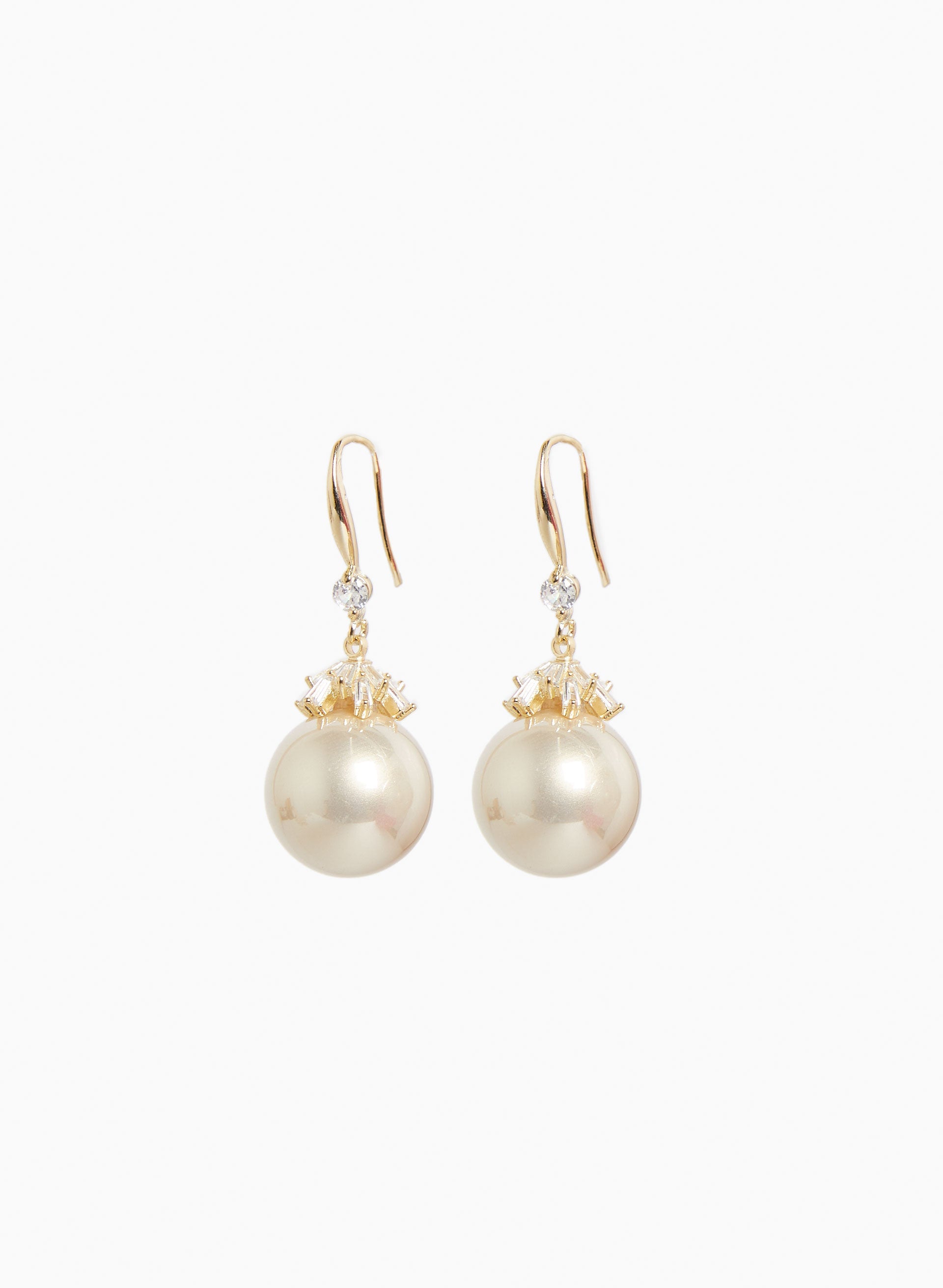 Pandora Elegant Beauty Drop Earrings with White Pearl & Clear CZ