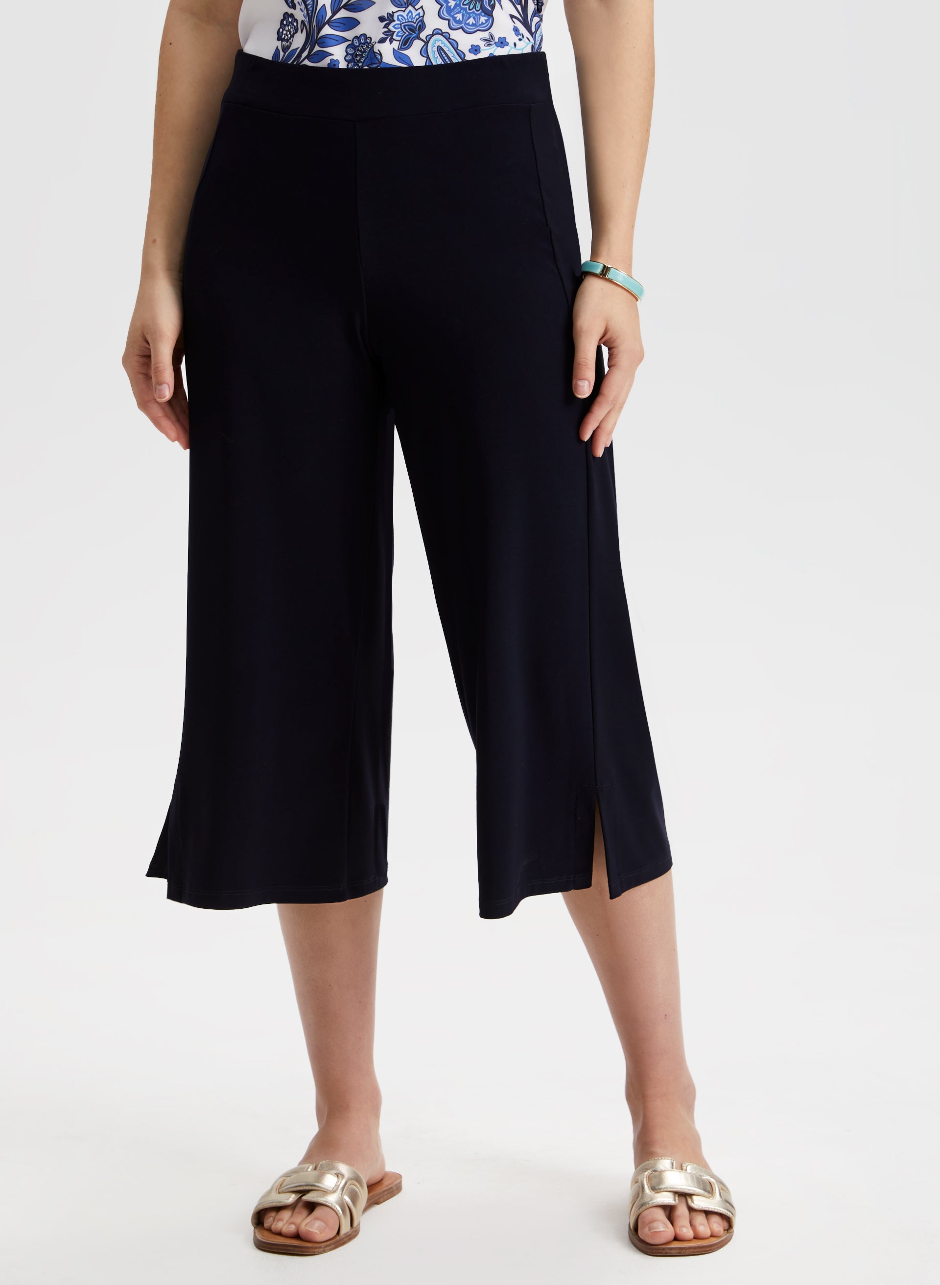 Loose Capris with Rollover Waistband