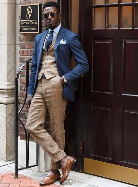 men suit with loafers