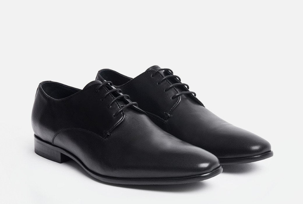 Black Leather Derby Shoes 