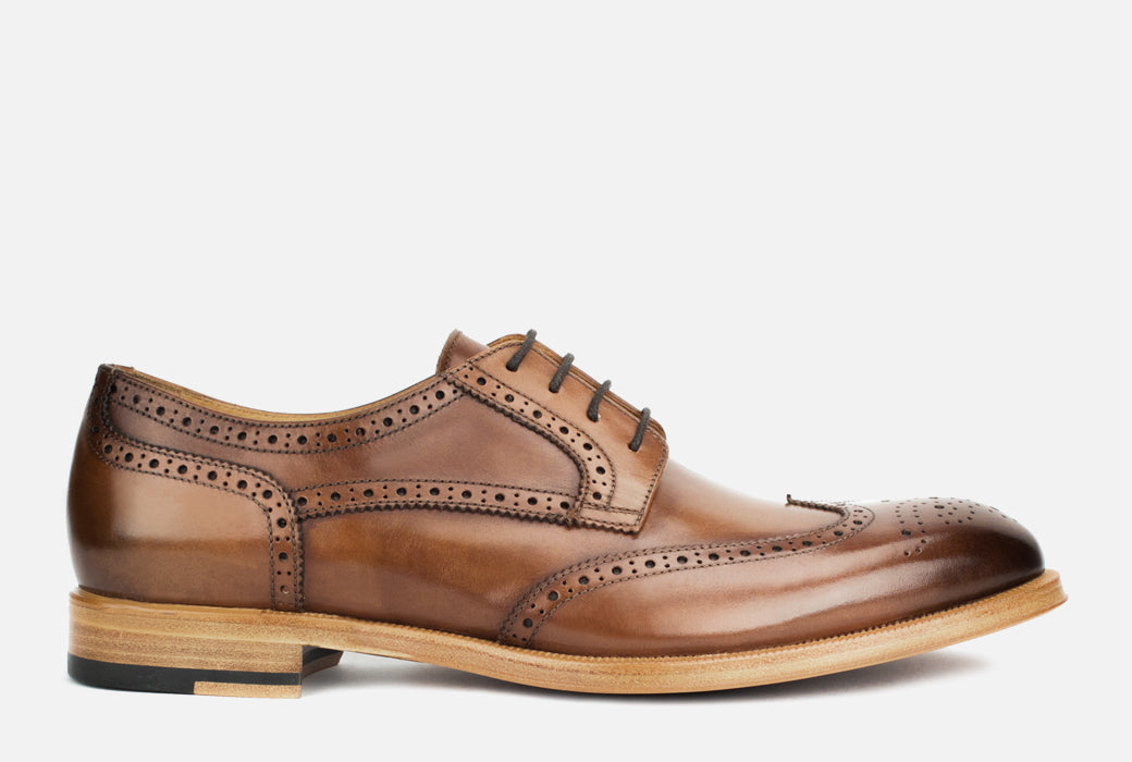 cognac wingtip shoes