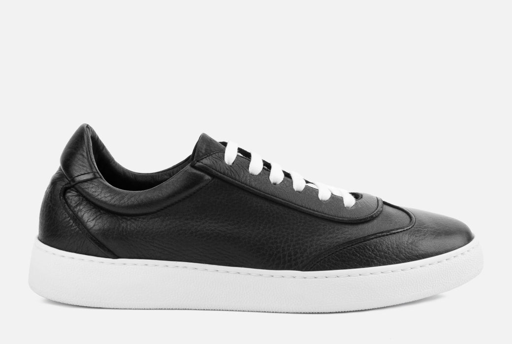 black leather sneaker shoes