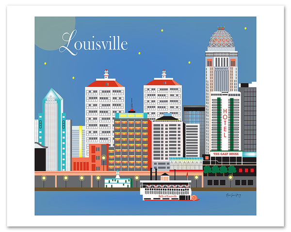 Louisville skyline art print, Kentucky poster, canvas – Loose Petals