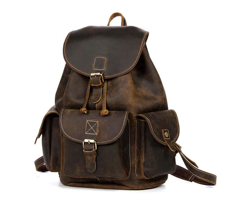 Dark Brown Leather Backpack