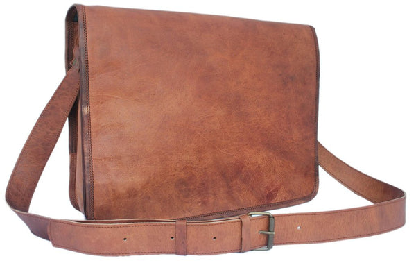 Plain Leather Messenger Bag