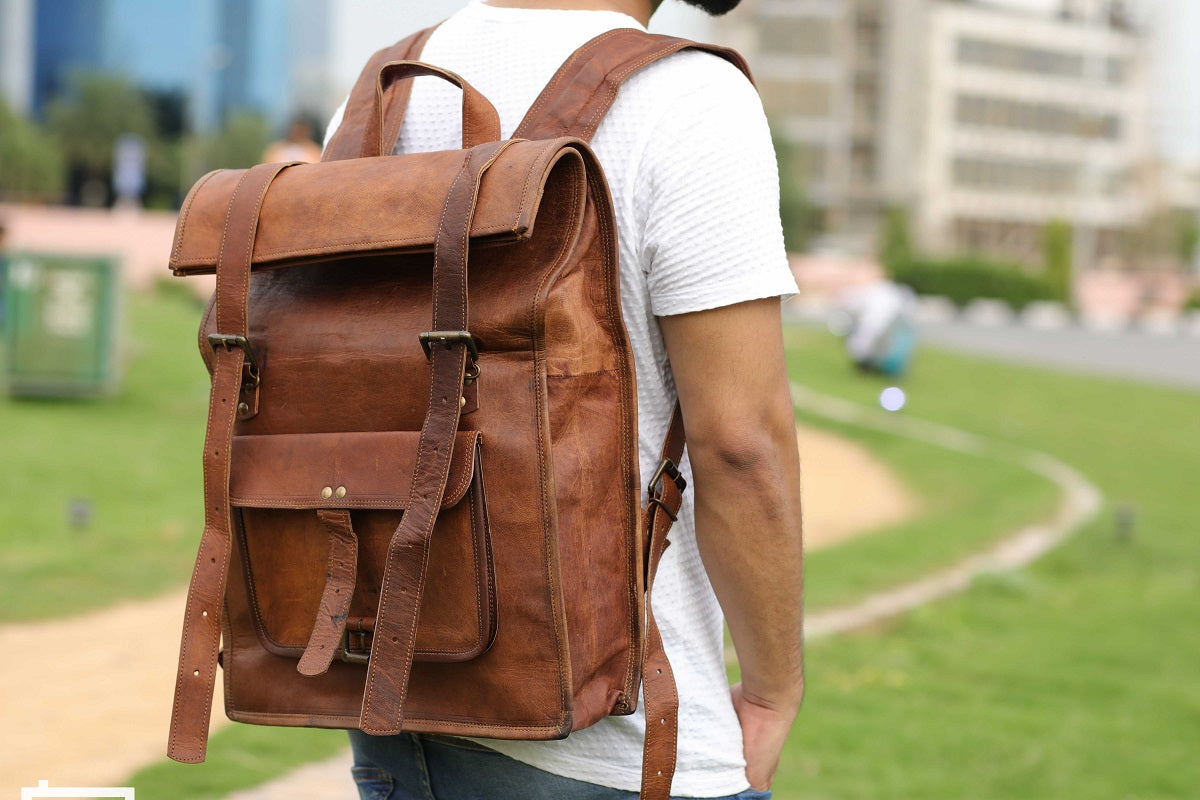 mens leather rucksack bags