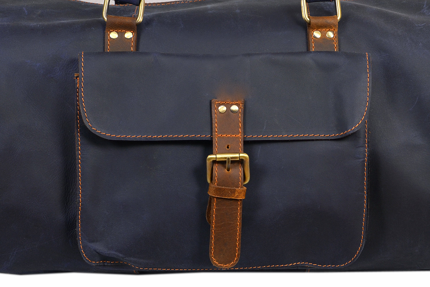Blue Leather Duffel Bag | High On Leather