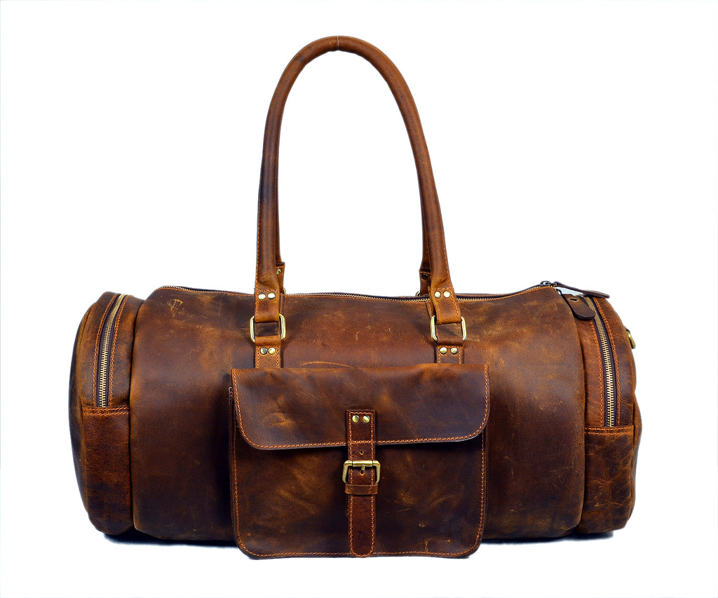 2021 Men Genuine Leather Classic Vintage Travel Bag Full-grain