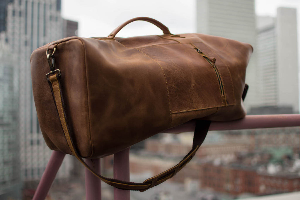 Luxury multifunction big capacity men's real leather travel duffle bag