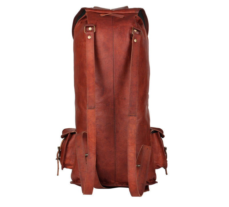 distressed leather backpack