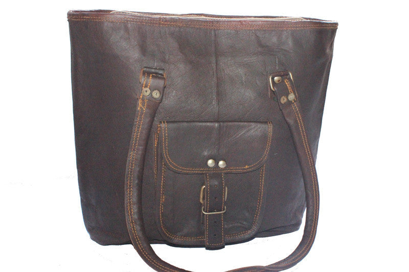 Big Black Leather Tote Bag | High On Leather