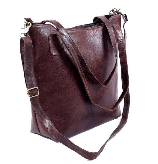 Big Brown Cowhide Leather Tote High On Leather