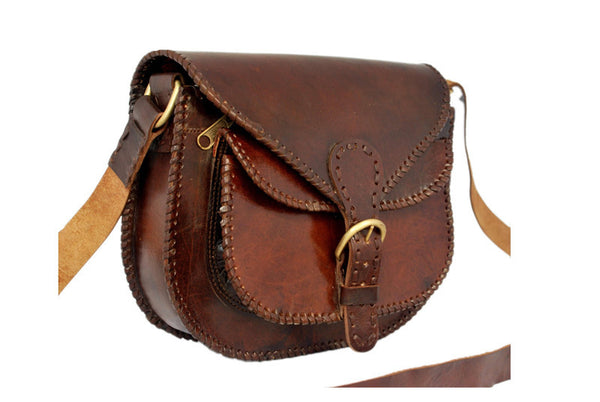 Dark Brown Leather Ladies Saddle Bag Purse | High On Leather