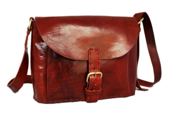 Red Leather Crossbody Messenger | High On Leather