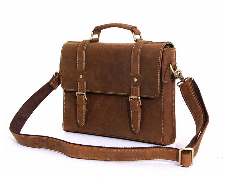 full grain leather messenger bag