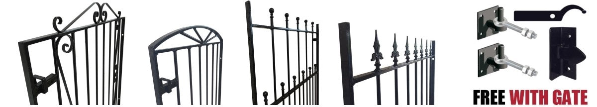 Metal Garden Gate design. We offer a full range of metal/ wrought iron front garden gates. Handcrafted in the UK to any width.