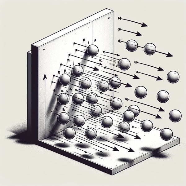 sound proofing, reflecting sound, diagram, balls reflecting from a hard surface