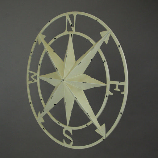 Zeckos Distressed Galvanized Zinc Finish Compass Rose Metal Wall Hanging 24 inch Diameter