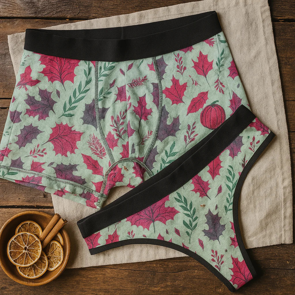 Holly & cranberry foliage print