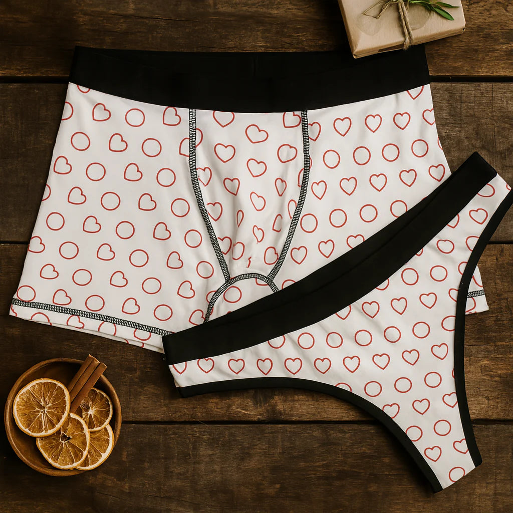 Heart and Circle Pattern Boxer & Thong