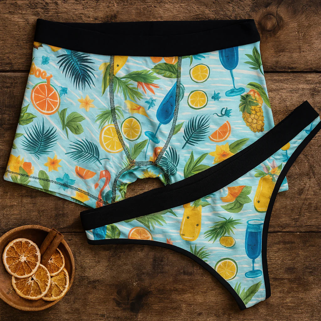 Pineapples and cocktails pattern boxer and thong