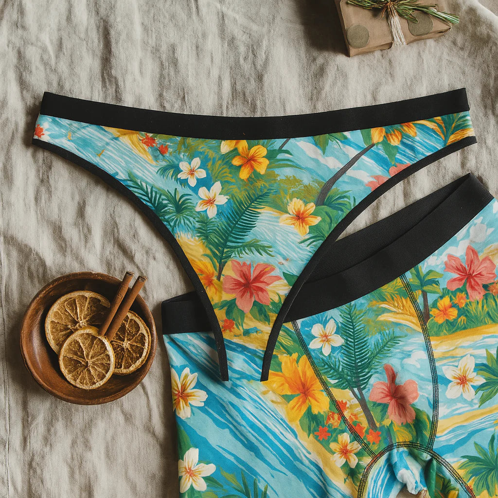 Hibiscus & Ocean Waves pattern