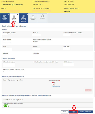 GST Amendment Process - Principle Place of Business Amendment