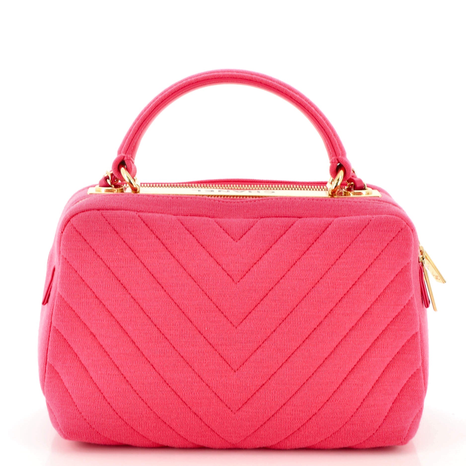 Chanel Trendy CC Chevron Bowling Bag Rose Fuchsia Jersey  ＬＯＶＥＬＯＴＳＬＵＸＵＲＹ