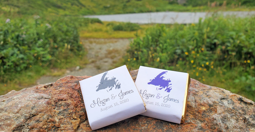 Megan & James Newfoundland Chocolate Company Mini Chocolate Bar Wedding Favours 2020