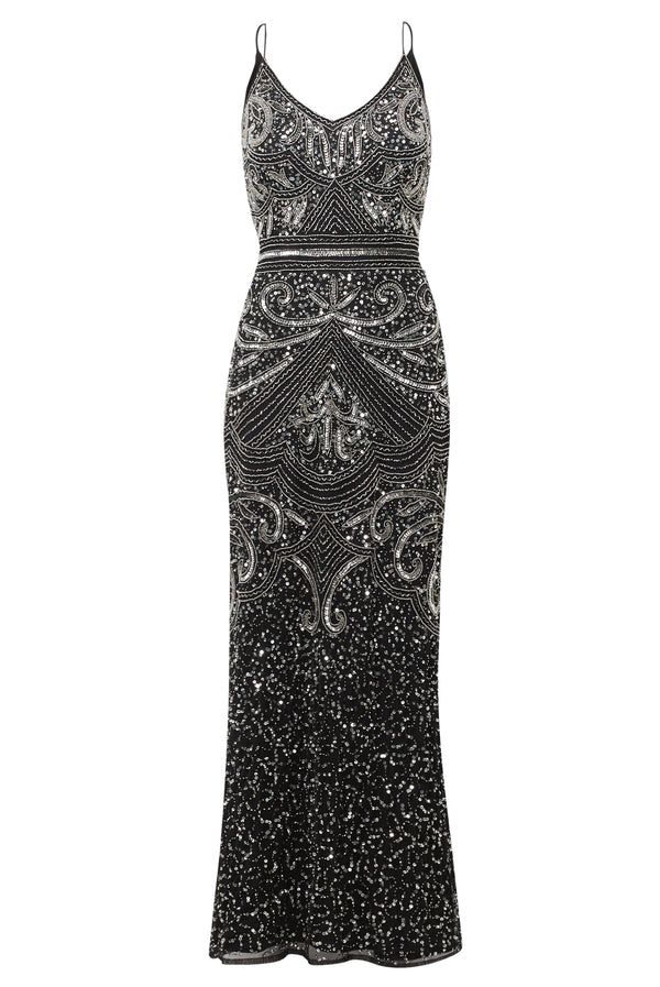 Sistaglam Special Edition Flory black full beaded maxi dress