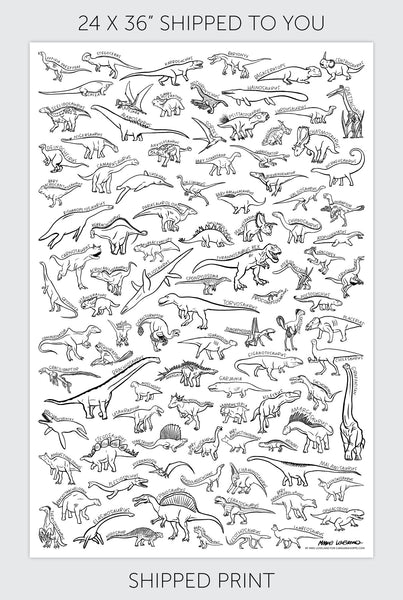 100 Dinosaurs Coloring Poster | Caravan Shoppe