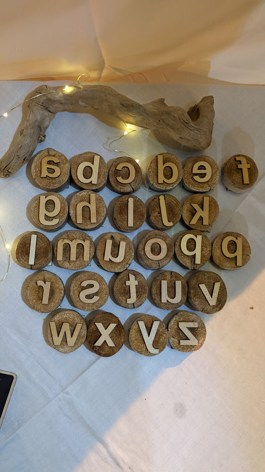 Wood Burned Alphabet – Forest Learning Tools