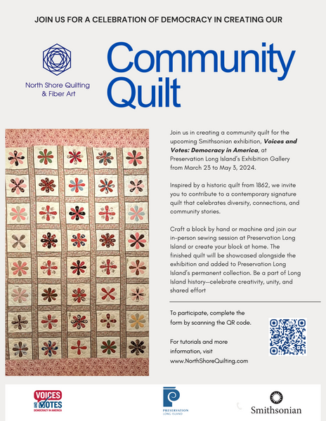 Community Quilt Flyer with details about the event