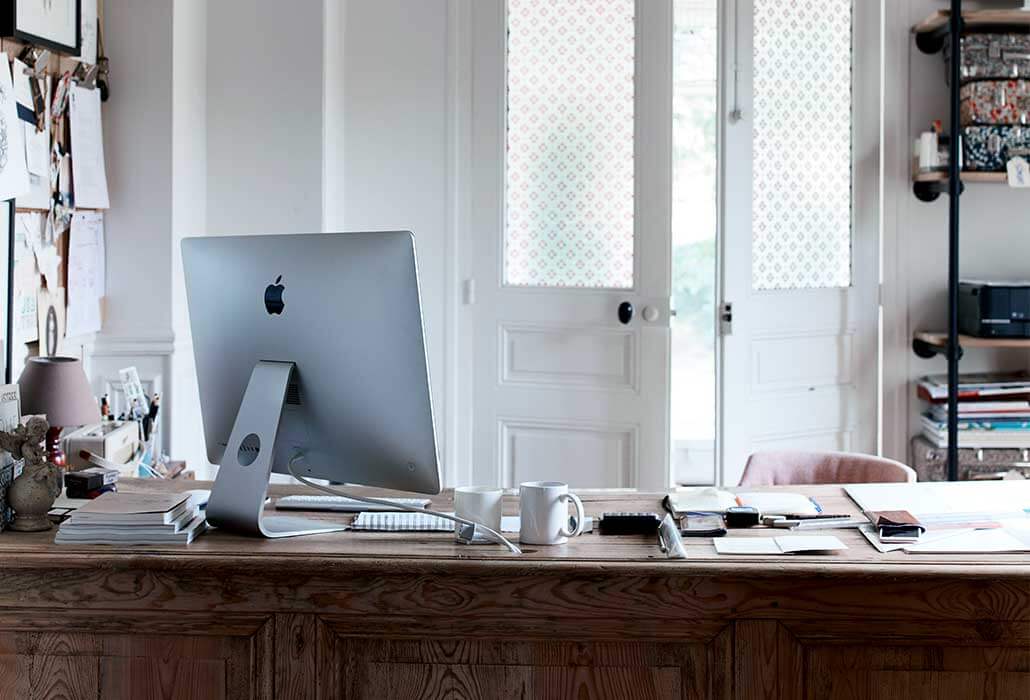 Home office desk with lots of storage