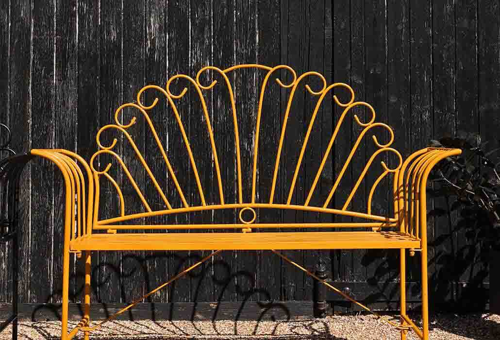 METAL SUNFLOWER GARDEN BENCH