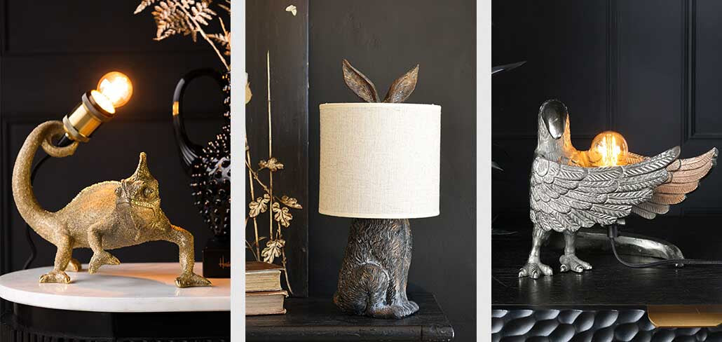 three animal table lamps