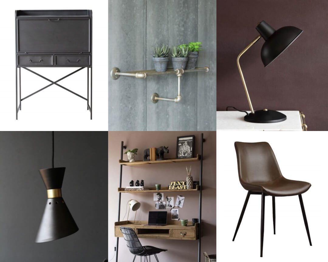 Selection of Industrial style products for home office