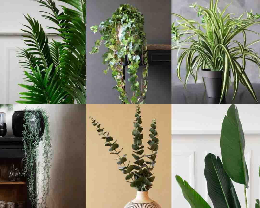 Selection of faux plants for home office