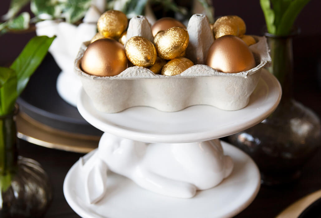 easter eggs on the lazy rabbit cupcake stand