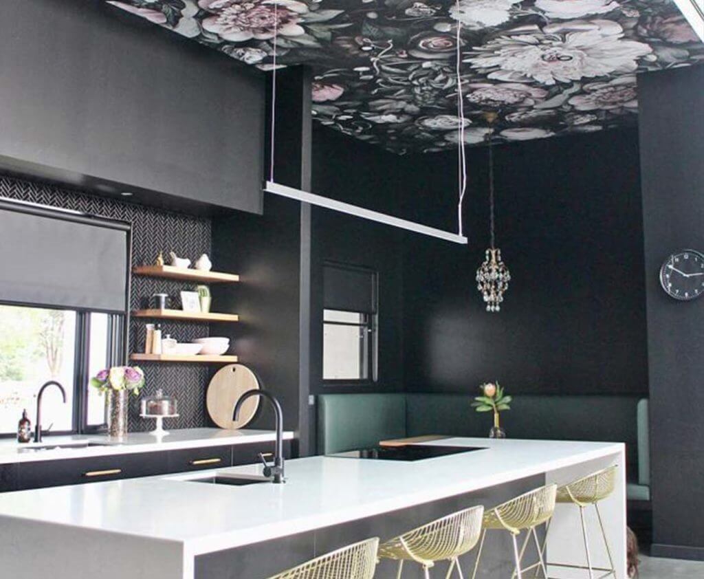 floral ceiling in the kitchen