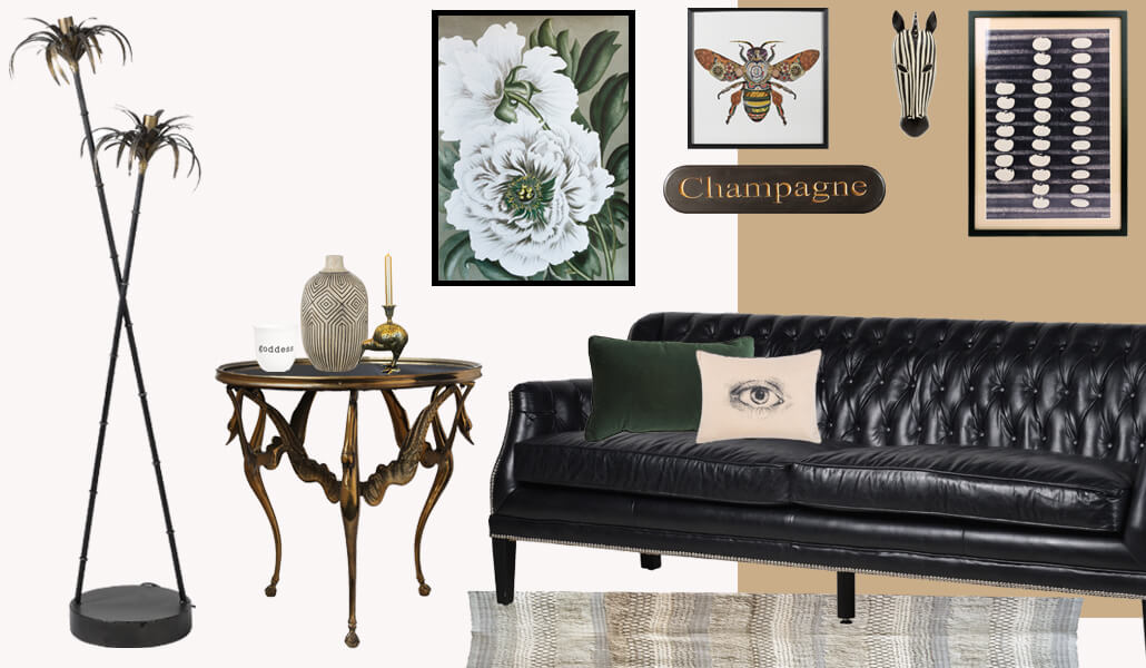 get the look statement monochrome and gold living room
