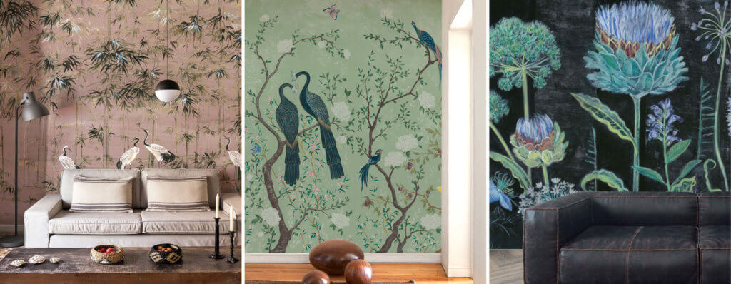 three wall murals