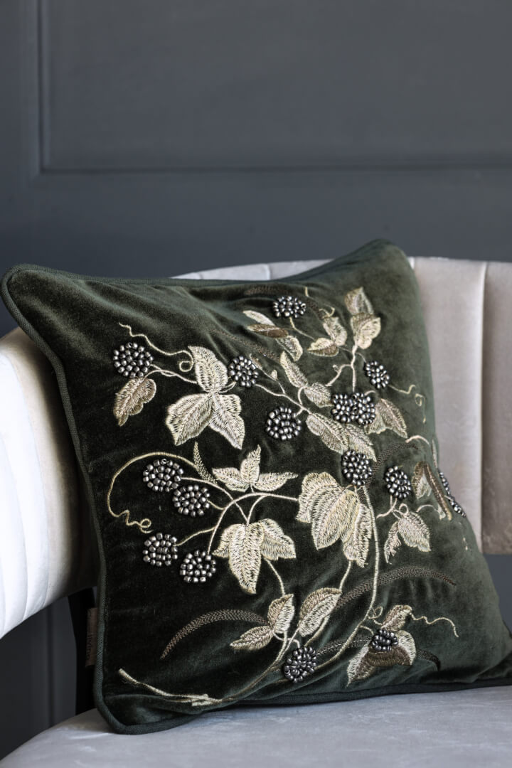 floral embroidered cushion