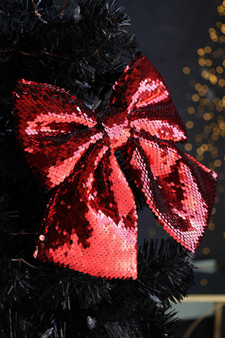 red sparkle bow