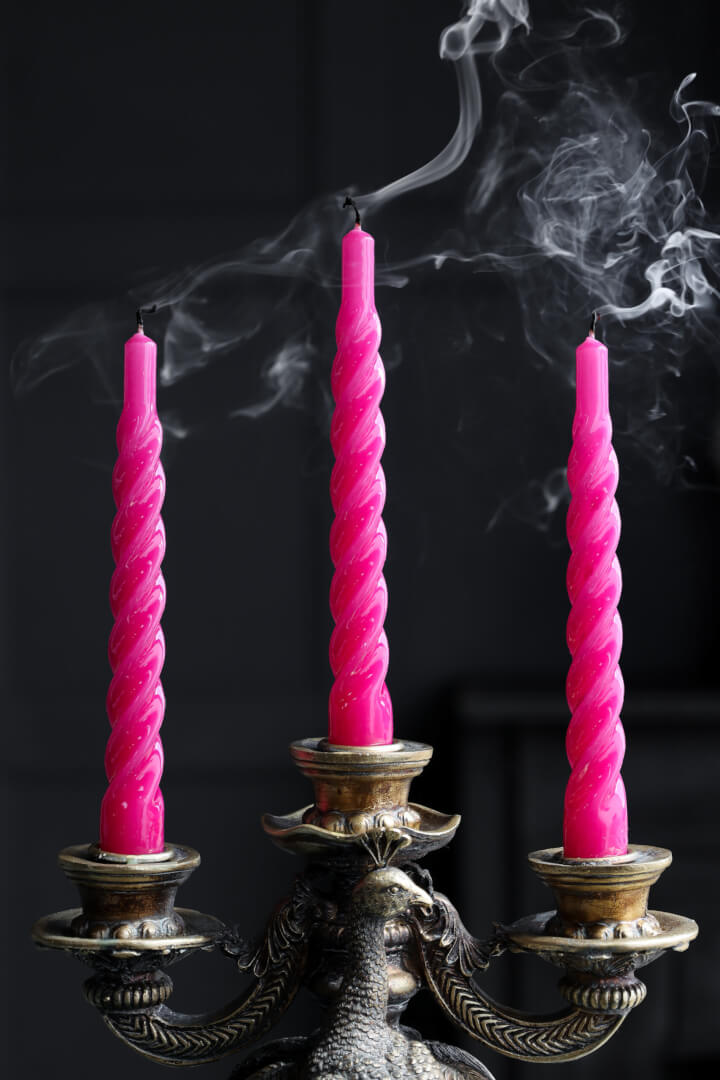 pink twisted candles