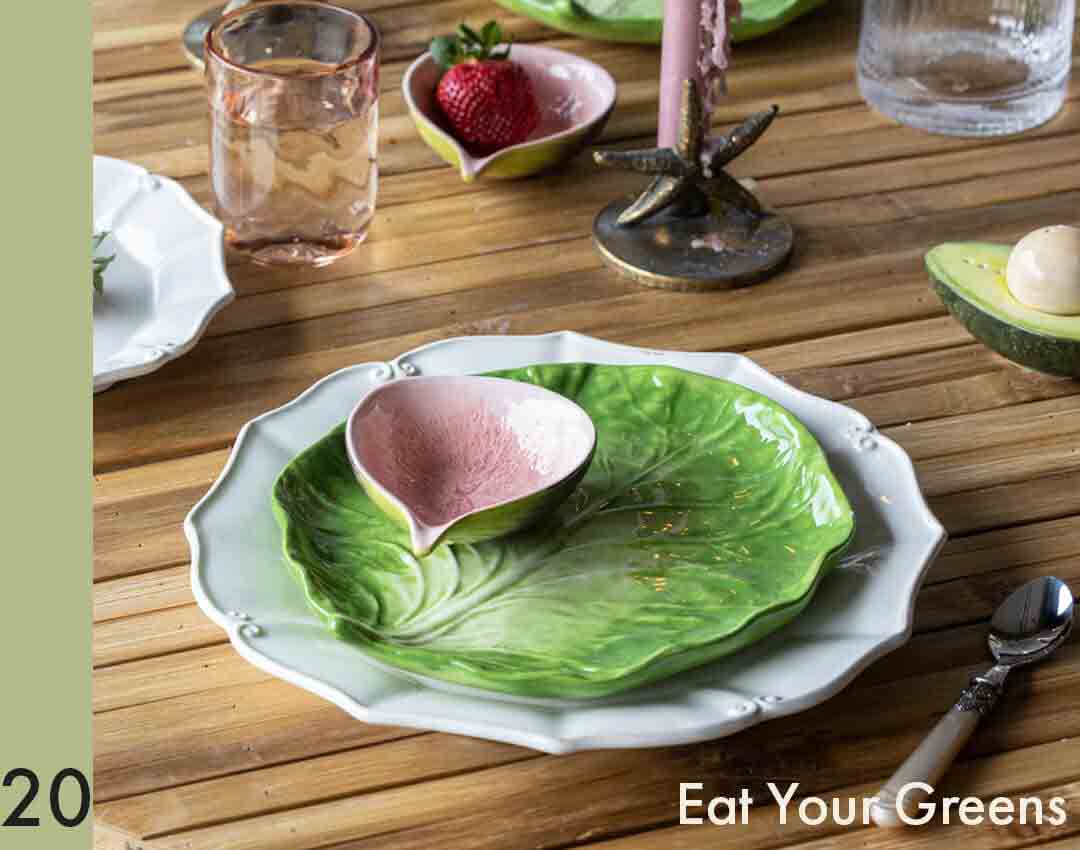 image of green cabbage plate for garden party table settings