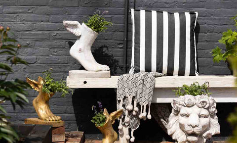 image of gorgeous garden accessories including outdoor cushions and planters