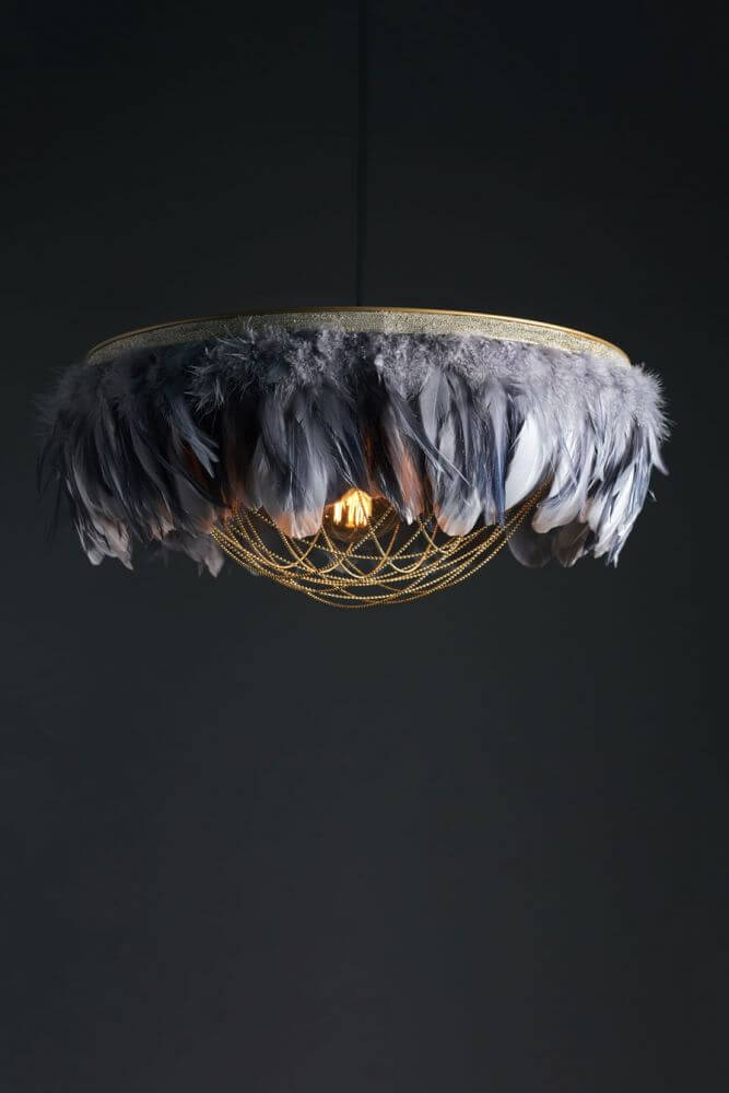 two tone grey feather chandelier