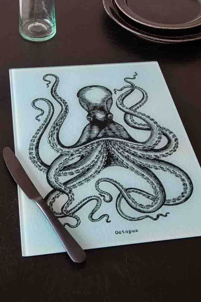 octopus glass chopping board